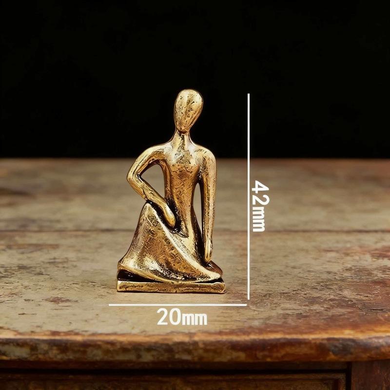 Brass Yoga Girl Statue Home Decor Figure Ornament Nordic Luxury Living Room Abstract Character Ornament
