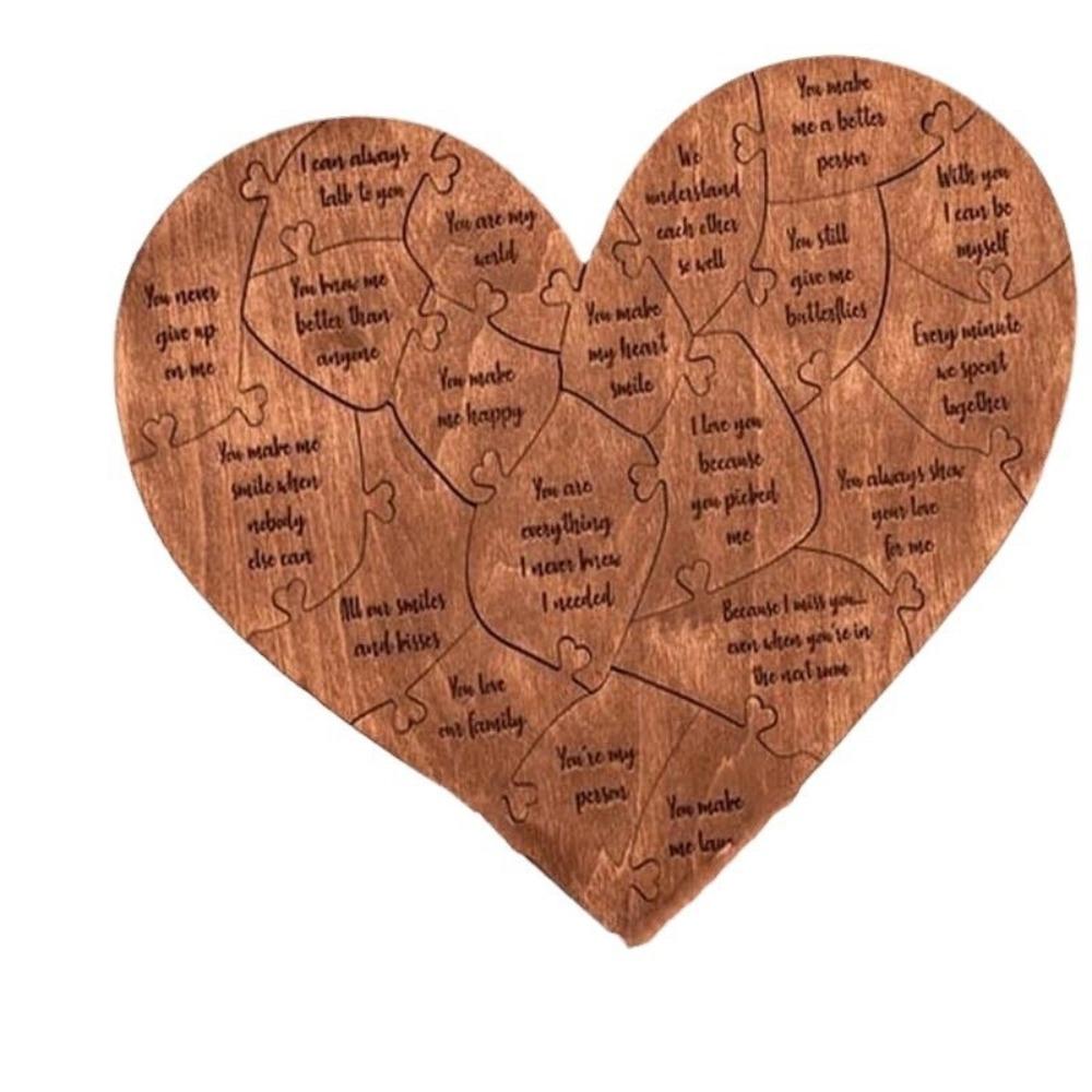Anniversary 20 Reasons Why I Love You Wooden Couple Love Puzzle Puzzle in Wood Box  For Him and Her