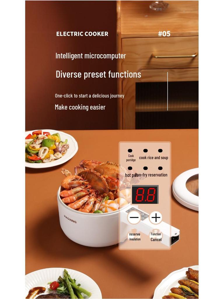 Electric Non-stick Multifunctional Cooking Pot with Long Handle for Dormitory and Household Use