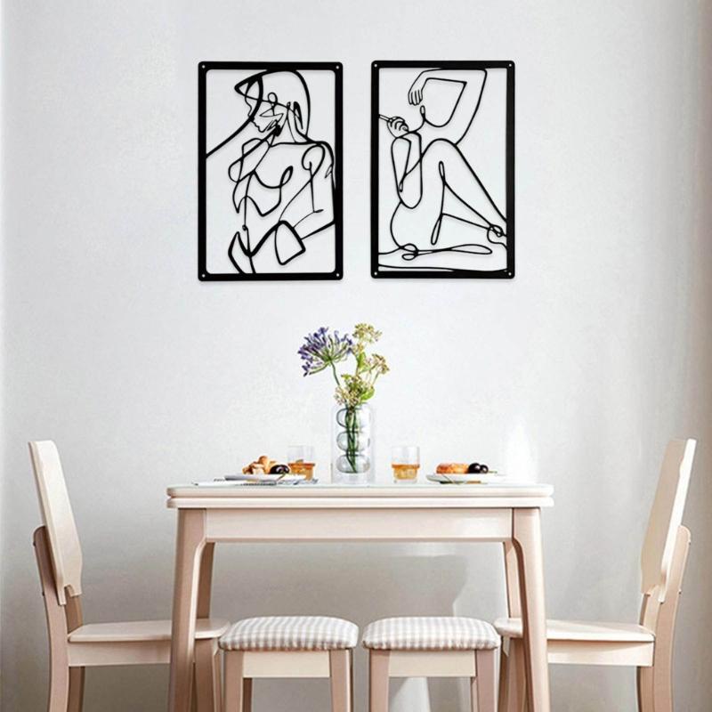 Creative Metal Abstract Female Art Drawing Abstract Decors Elegant Metal Wall Decors Add Artistic Touch to Room Office