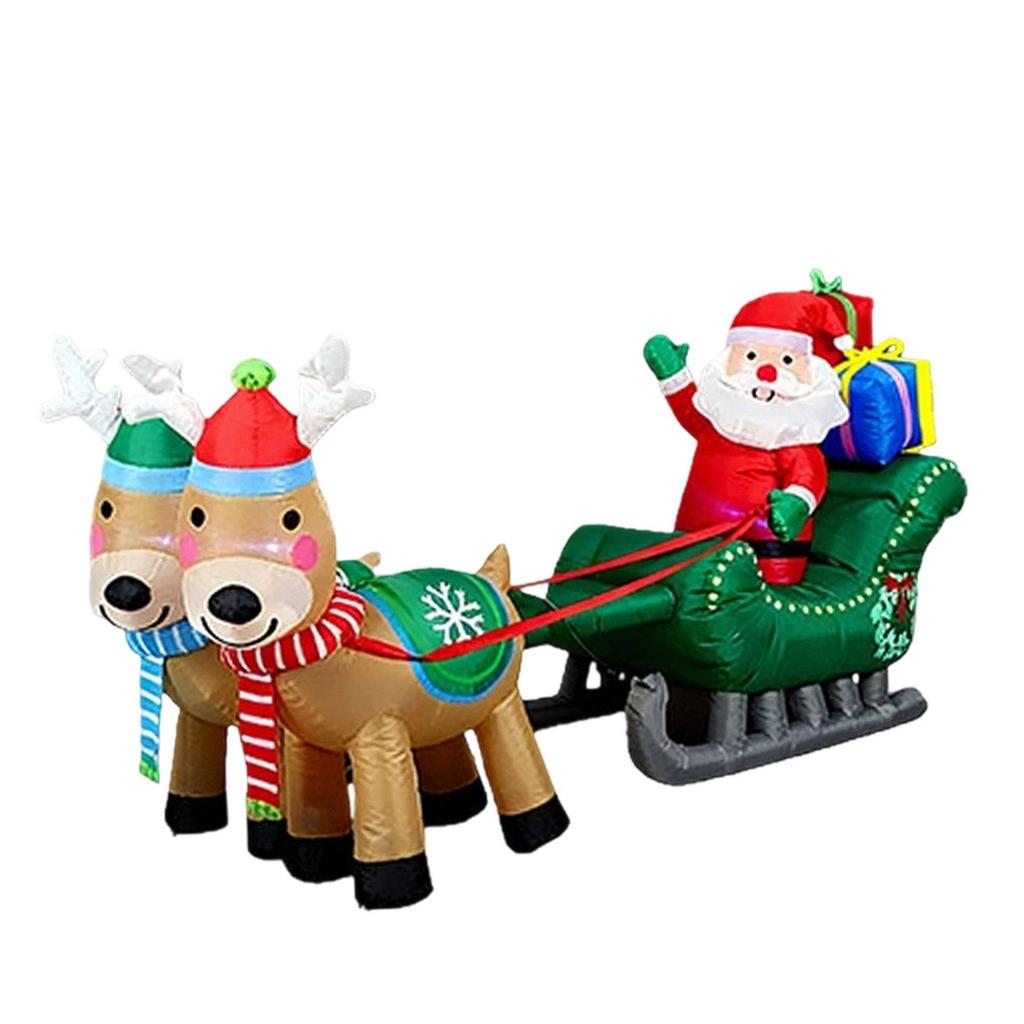 Christmas Inflatable Blow up Decoration Luminous 2.4M Funny Giant Weatherproof Santa and Sleigh for Lawn Mall Winter Plaza