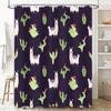 Llama Cactus Shower Curtain Purple Decorative Bathtub Hanging Rug Waterproof Home Bathroom Fabric