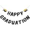 Red Happy Graduation Banner for 2026 Grad Party Decorations Glitter Cap Congrats Grad Banner Sign for Class of 2026 Graduation Decorations