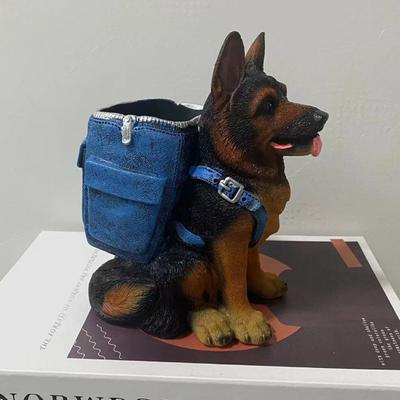 Dog Pen Holder German Shepherd Pen Pencil Cup Organizer Desktop Pencil Cup Makeup Brush Holder Office Desk Decor