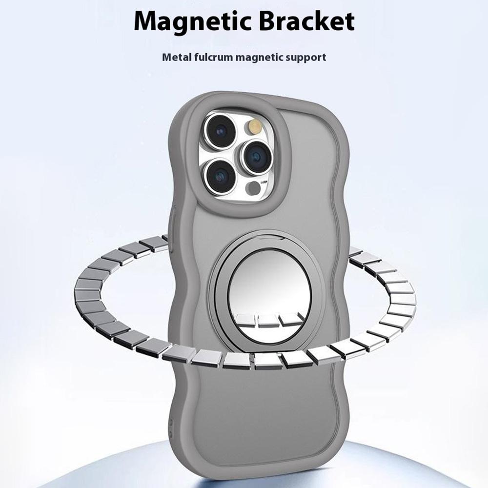 For iPhone 15 Pro Case Compatble with MagSafe Kickstand TPU+PC Phone Cover Built-In Mirror