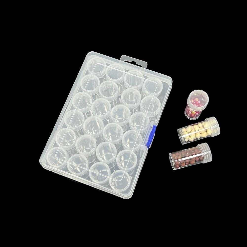 24/30/38/48/60/80 Bottles Diamond Painting Storage Containers Round Plastic Beads Storage Containers Box Transparent Save Space
