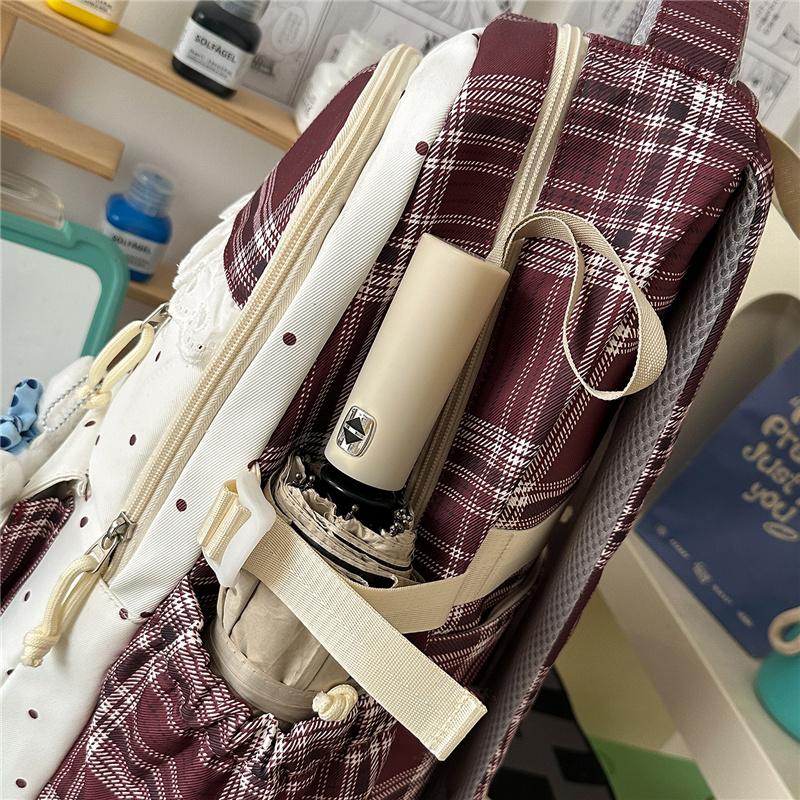 Contrast Color Plaid Backpack Women's Large Capacity Backpack Student Schoolbag