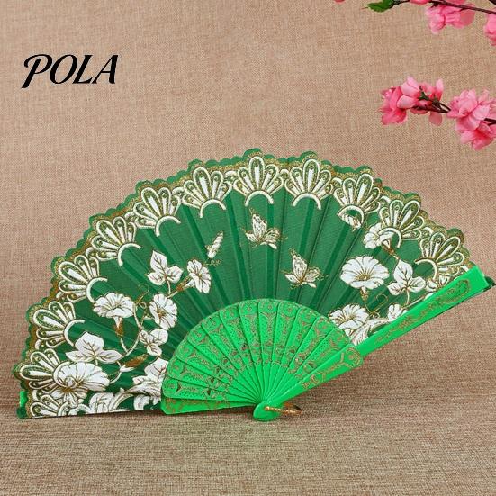 Pocket Fan Handheld Vintage Style Bright Color Exquisite Pattern Fine Workmanship Ultralight Collapsible Cloth Retro Chinese Folding Photography Prop