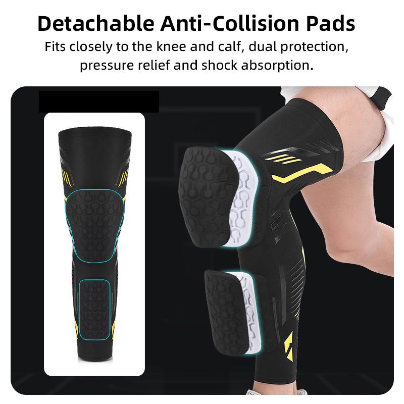 Long Leg Professional Protection Non-Skid Knee Compression Sleeve Protector Cycling Basketball Polyester Knee Sleeves Brace