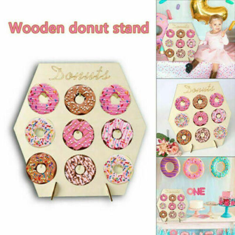 Elegant Wooden Donut Wall Display Stand For Wedding And Birthday Parties