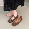 Temperament Sweet Belt Buckle Women's Single Shoes Spring and Summer New French Retro Square Head Bow Grandma Shoes