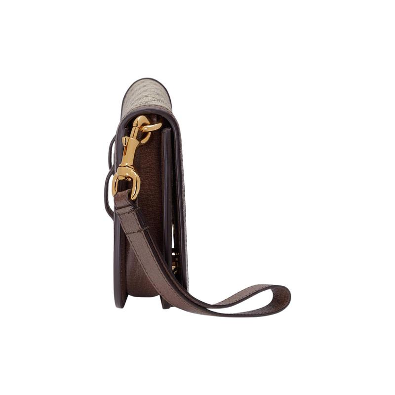 Gucci Blondie Metal Double G Logo Detachable Wrist Strap Gold Tone Accessories Canvas Handbag Wrist Bag Clutch Mini Men Ebony
