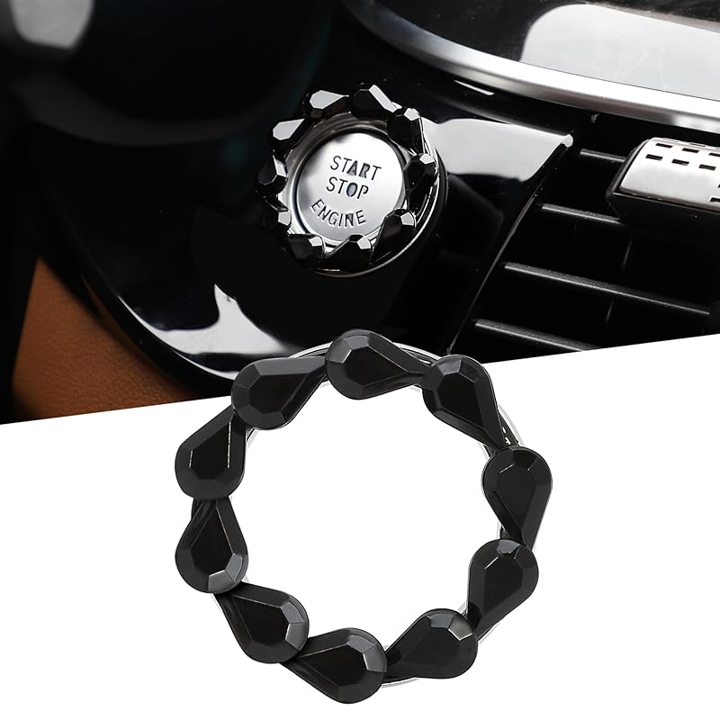 TOMALL Bling Car Engine Start Button Cover Bling Interior Crystal Push Start Button Ring Cap Sparkly Teardrop Gem Ignition Ring Rhinestone Engine чёрный