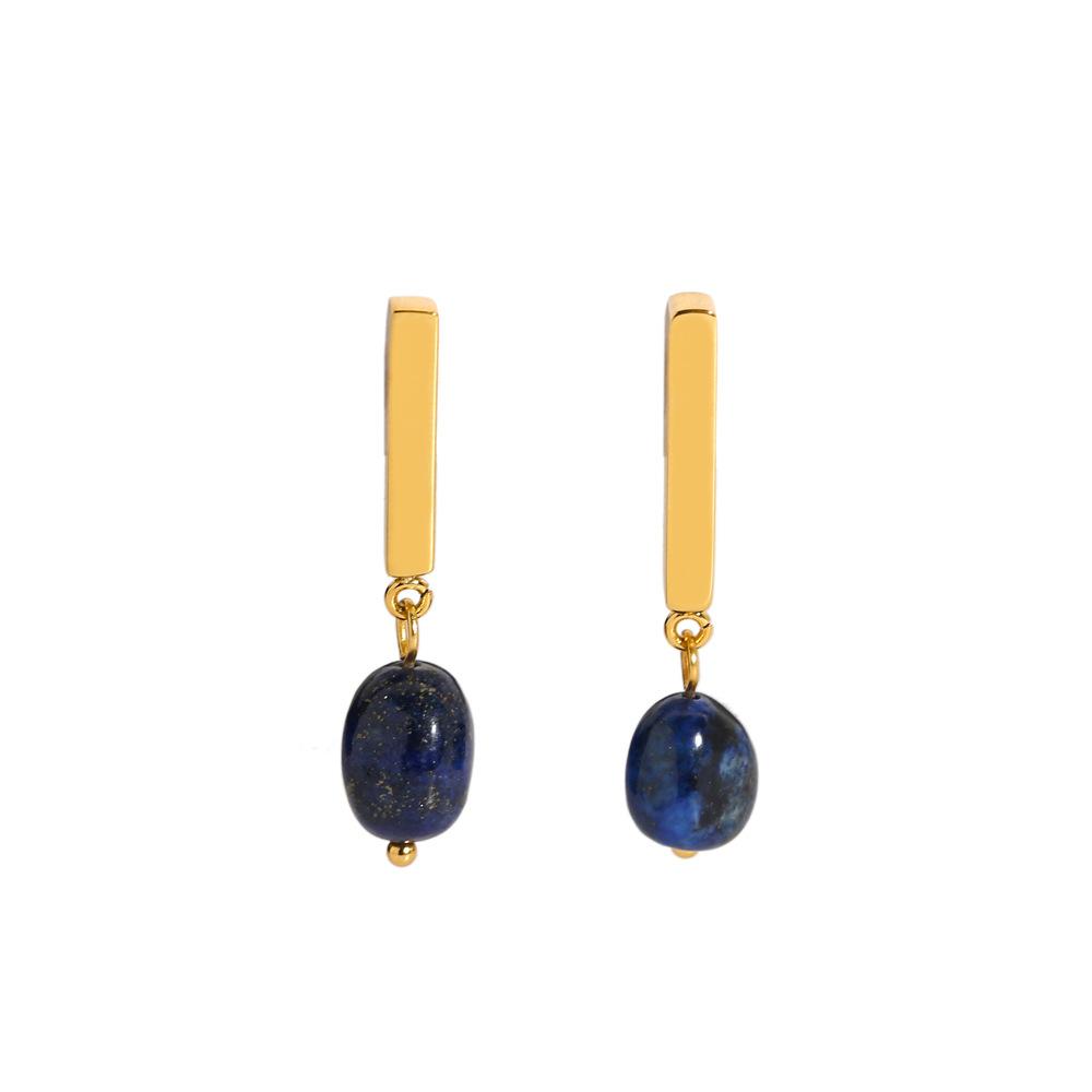 

Gold Color Stainless Steel Stone Drop Earrings For Women Stick Colorful Zircon Drop Stud
