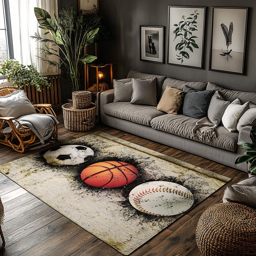 Ковер Tuniu со спортивными мячами, нескользящий, для декора дома, в гостиную, спальню, детскую комнату, коврик 50cm x 80cm