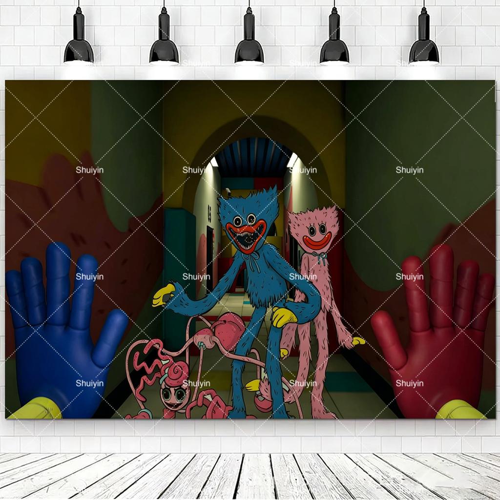 Hot Game-P&Poppy-Playtimes Backdrop Kids Birthday Decorations Party Supplies Baby Shower Banner Horror Festival Decor Props Gift