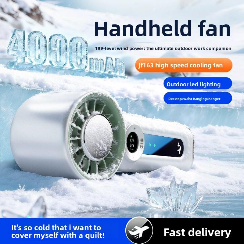 Ventilador de mano portátil con refrigeración por hielo, plegable, recargable por USB y silencioso
