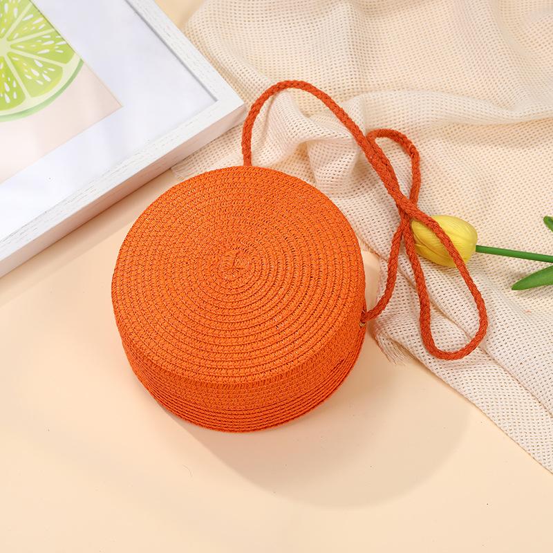 Children's bags Girls messenger bags New summer woven straw bags Seaside vacation girls round shoulder bag