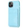 BF28 For iPhone 15 Kickstand Case Matte PU Leather Coated TPU Phone Cover with Card Holder