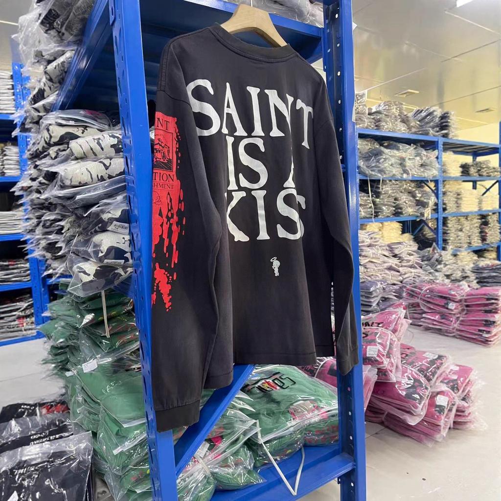 Skull Throne Printed Retro Washed Bottom Shirt Loose Long Sleeve T-Shirt Trendy Men And Women