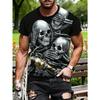 Fashion Men's Crew Neck Short Sleeve 3D Skull Color Printed Skull Short Sleeve Crew Neck T-Shirt