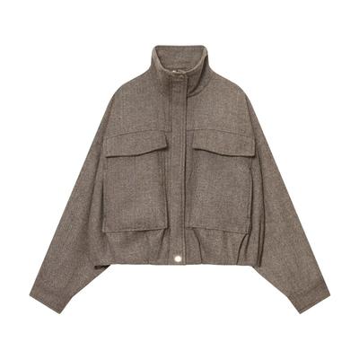 European and American Style, New Women's Clothing, Fashion, Herringbone Pattern Bomber Jacket, Women's 9385744