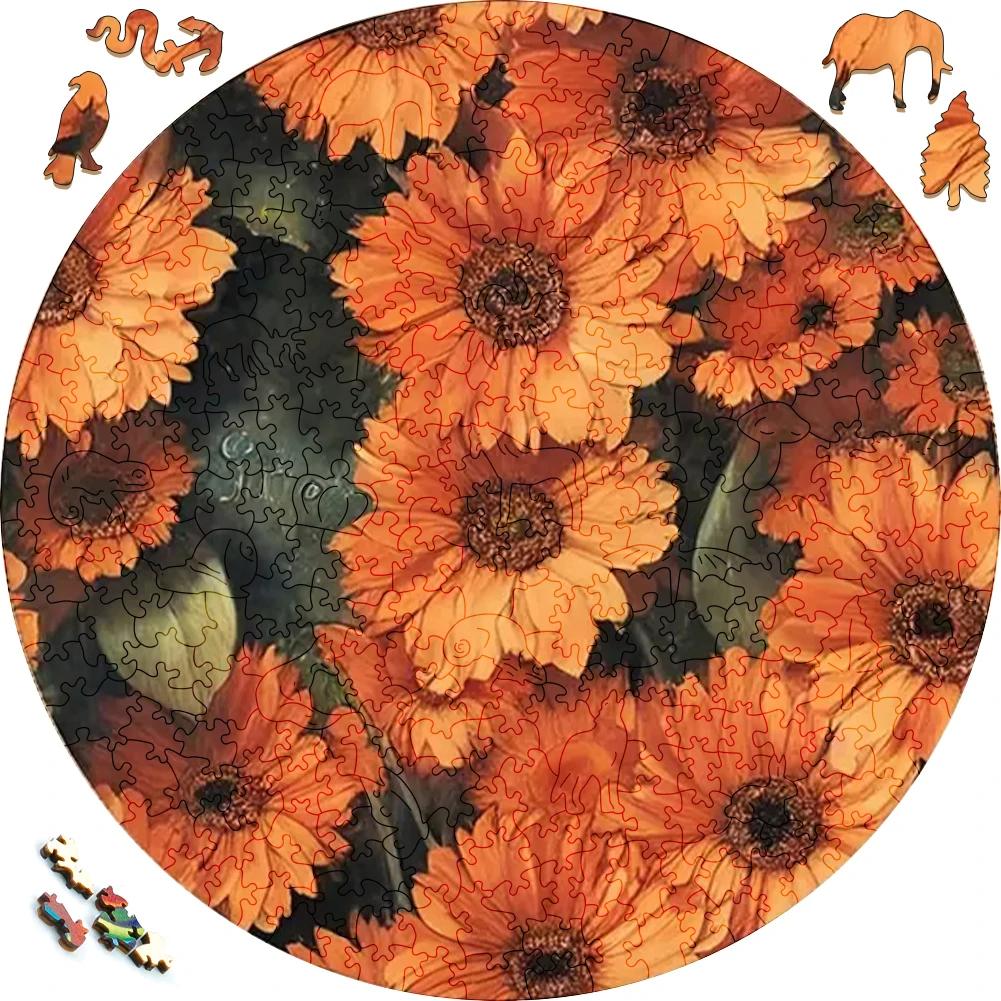Wooden Puzzles Flowers Art Decoration Irregular Shape Puzzle Board Set Puzzle Toys for Adults Family
