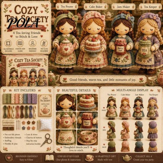 DIY Patchwork Kit Girl Kit, 3D Doll Sewing Craft Set with Pre-Cut Fabric Thread Needles, Cute for Home Decor Handmade Gift Starter