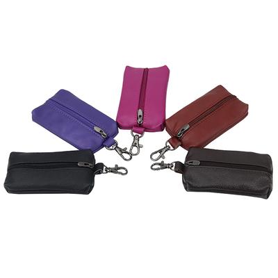 Key Bag Women's Leather Large Capacity Multi-function Solid Color Men's Car Vertical Zipper Household Storage Change Bag