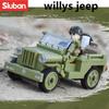 143 de bucăți B0853 WW2 armata Willys Jeep Model Bloc de construcție Jucării pentru copii Cărămizi Construcții militare Cadou băieți