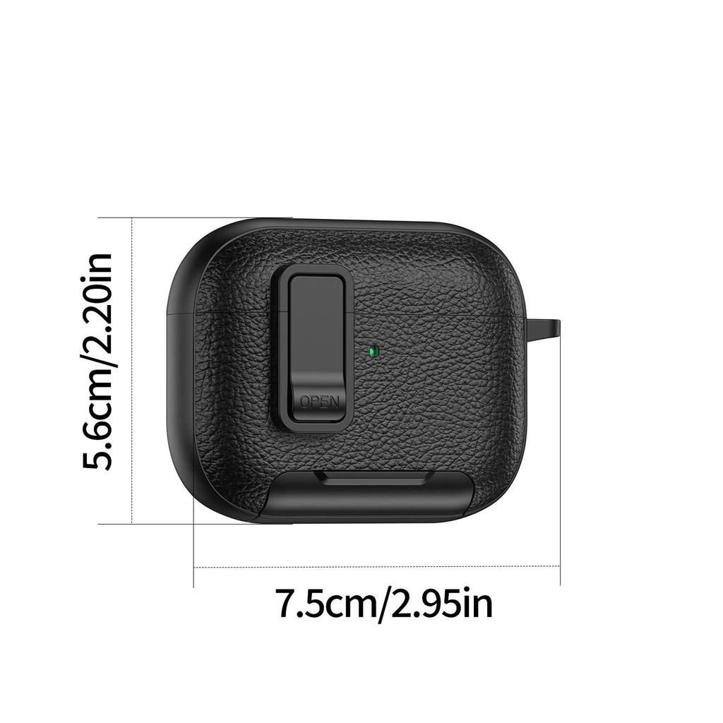 AirPods Pro 3 Leather Pattern Case with Buckle Stand for Apple 2nd Gen