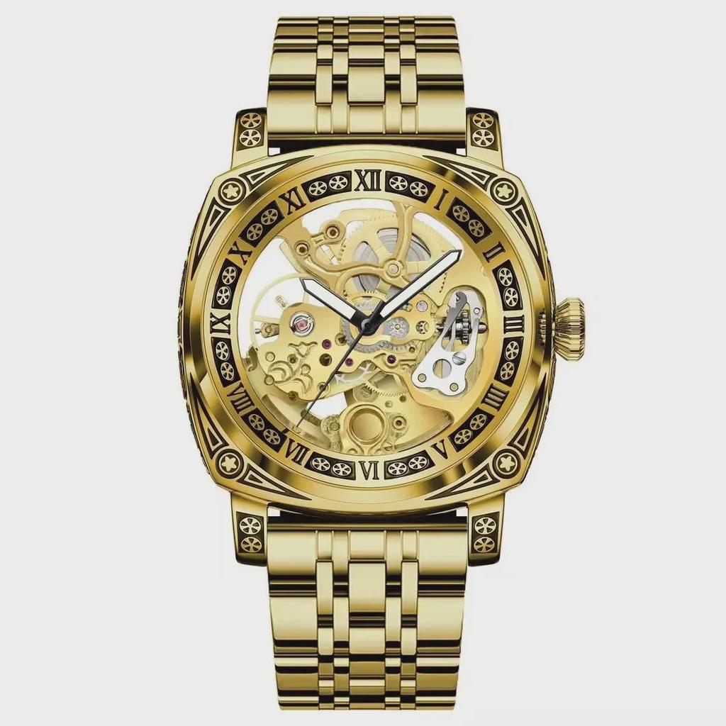 Duke of Lorraine 8837 Herren-Punk-Armbanduhr aus Edelstahl mit Automatikwerk