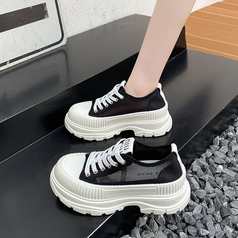Fashion CRLAYDK Classic Women's Low Top Sneakers Platform Mesh Casual Lace Up Fashion Shoes Ladies Summer Breathable Walking Tennis