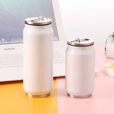 Cană termos cafea americană cu gheață, sticlă de apă sport din oțel inoxidabil, cană cu pai, cană creativă tip doză Cola, cană cu pai cu vid cu strat dublu