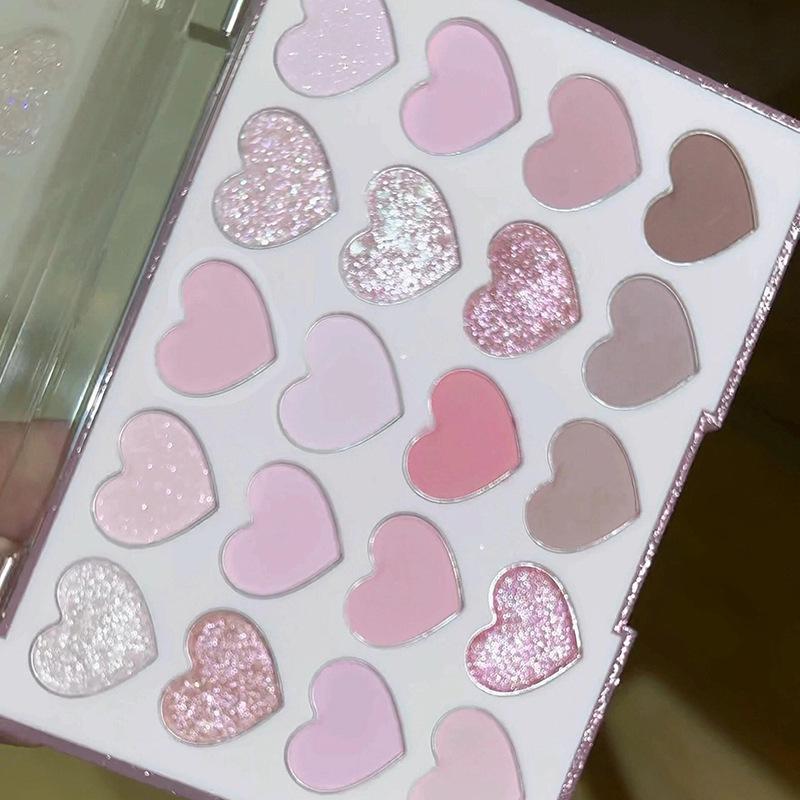 DIKALU Korean Heart 20-Color Eyeshadow Palette, Matte & Shimmer, Purple Gentle Daily Makeup.