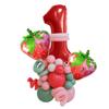 Hawaii-themed Party with Strawberry Aluminum Film Digital Balloons and Columns for Children's Birthday Party Decoration