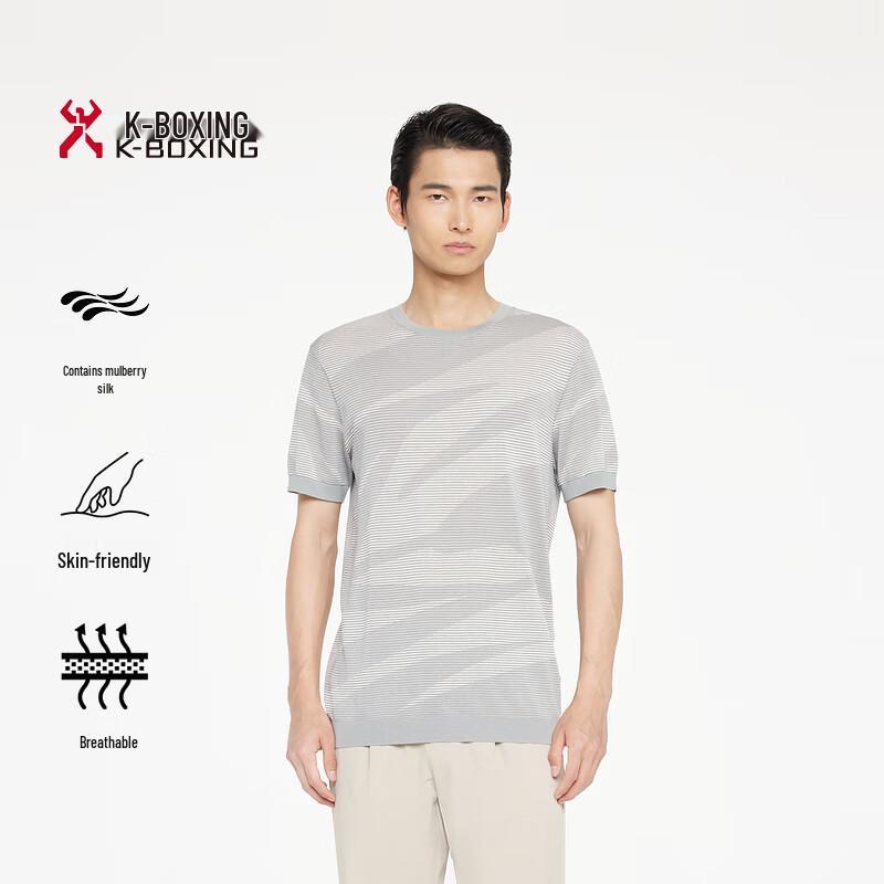 K-Boxing Men s Jacquard Round Neck Short Sleeve T-Shirt 185/2XL
