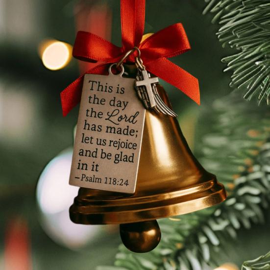 Bible Verses Scripture Christmas Bell Ornament Metal Golden Bell Christmas Tree Decoration Inspirational Bible Verse Bell Religious Ornament