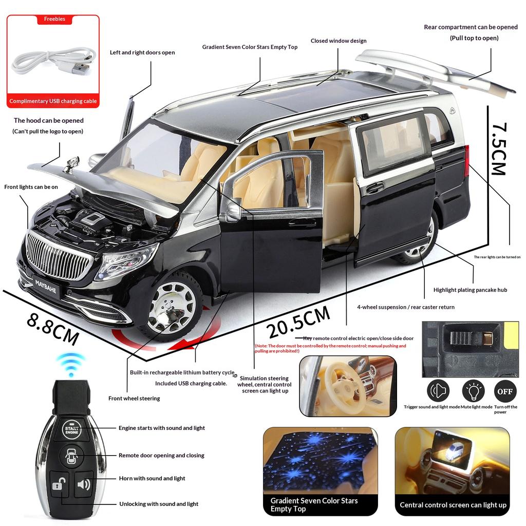 1/24 Scale VS680 Alloy Die-cast Car Model with Remote Control Simulation Sound Light Tire Steering Boyfriend Gift