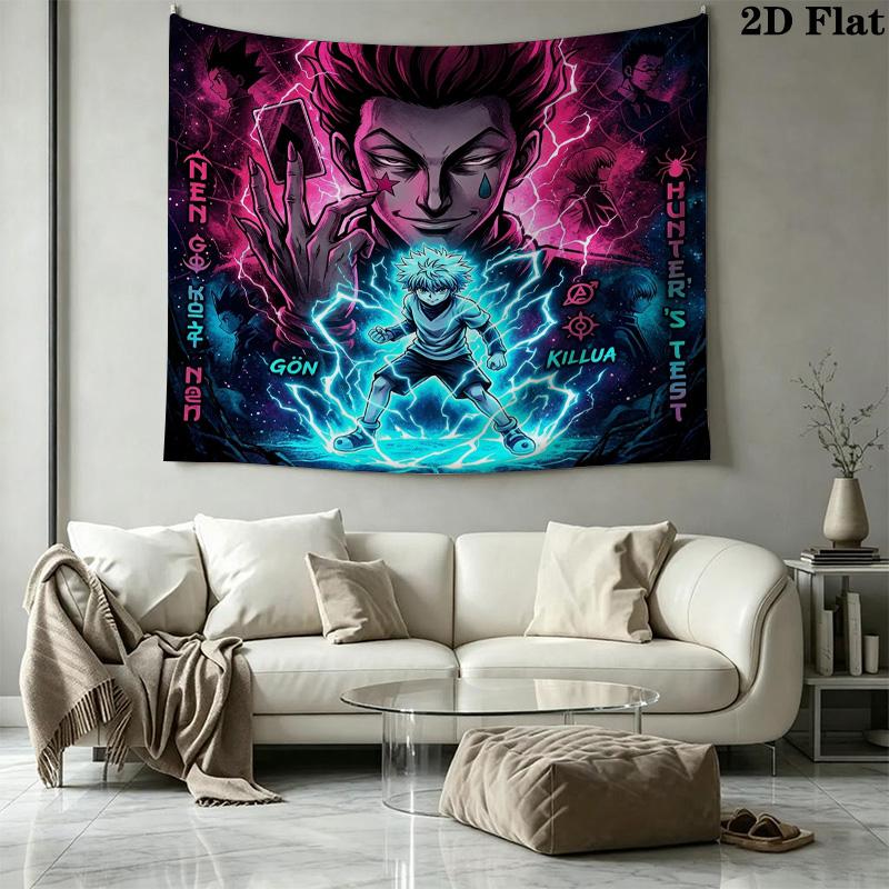 Hunter X Hunter Wall Tapestry Aesthetic Wall Hanging Printed Fabric Blanket Decorative Tapestries For Bedroom Living Room Home Decor