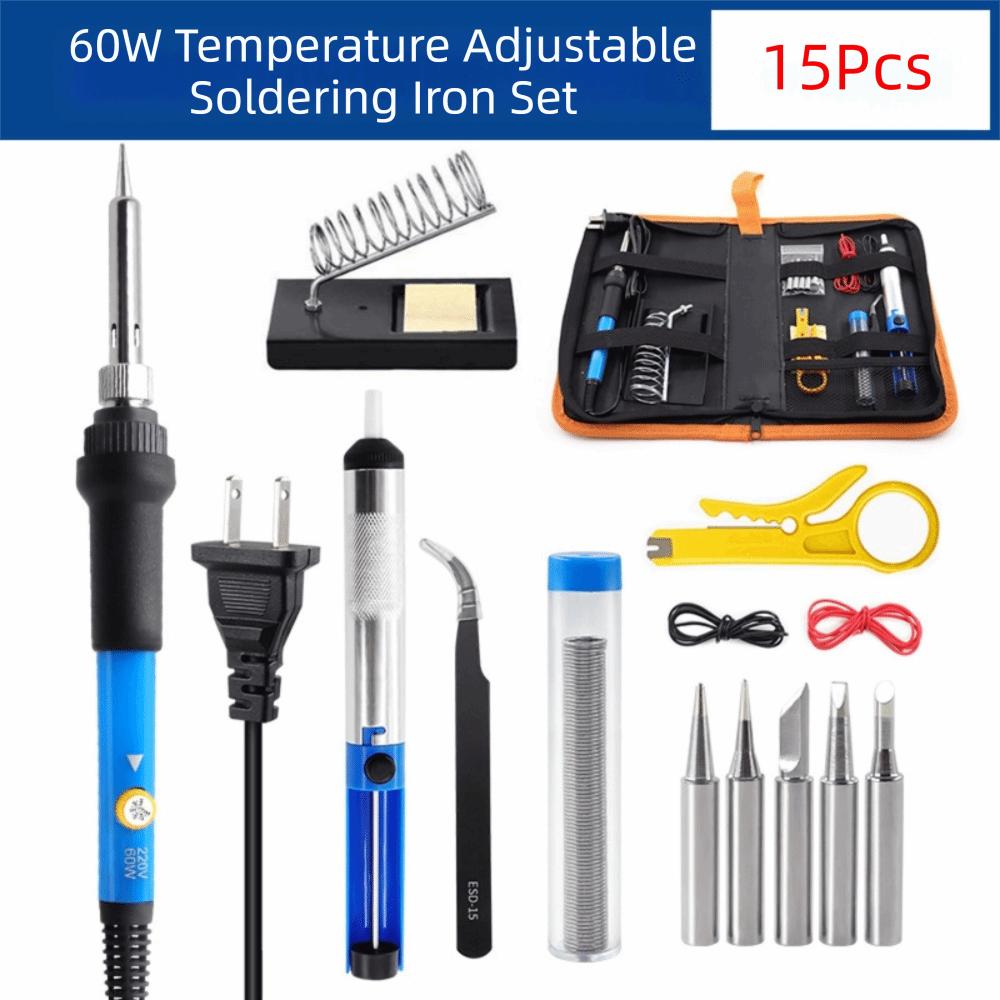 8/10/15Pcs Adjustable Temperature Soldering Iron Kit Anti-slip Soldering Iron Pen  DIY