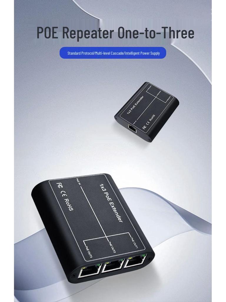 GB Gigabit PoE Repeater: 1-In, 3-Out Network Signal Extender