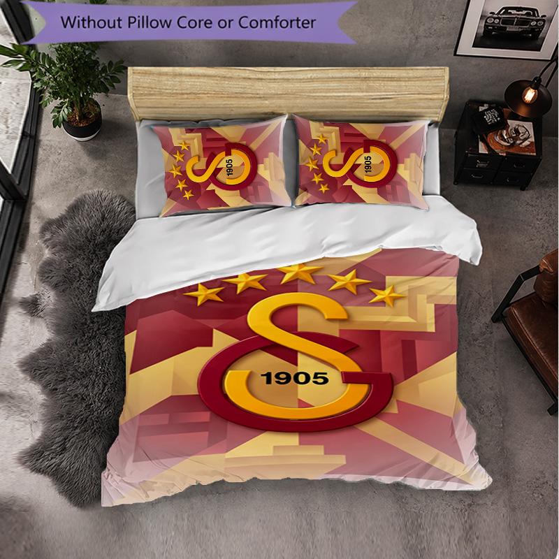 Biancheria da letto a tema Galatasaray FC Set 3 Pezzi Copripiumino Biancheria da letto decorativa per camera da letto per adolescenti Decorazione per la casa