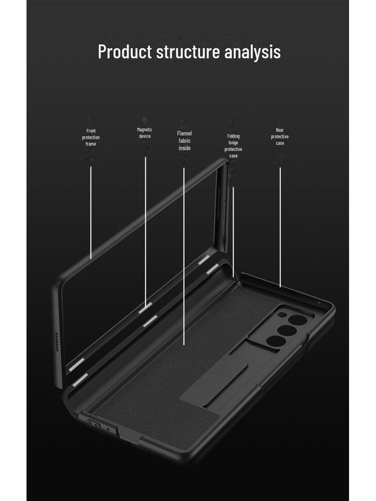 Prémiový magnetický kryt na pant pro Samsung Fold2 - Kreativní kryt skládacího displeje proti pádu se stojánkem