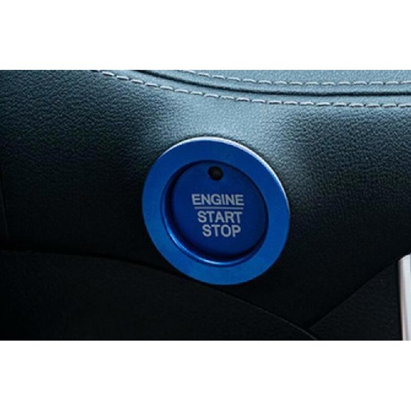 Blue Aluminum Alloy One-Click Startup Cover Trim 1PCS For Ford Edge 2015-
