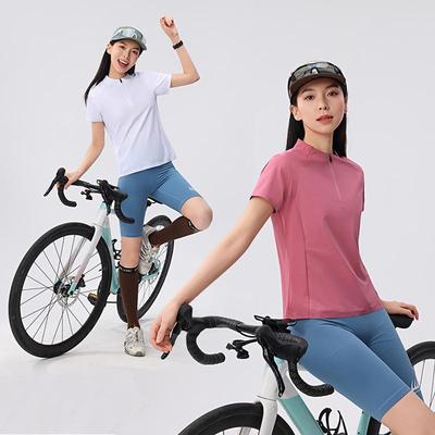 Women's Quick-Dry Ice Silk Stand Collar T-Shirt - Slim Fit, Breathable Short Sleeve for Summer Yoga & Cycling