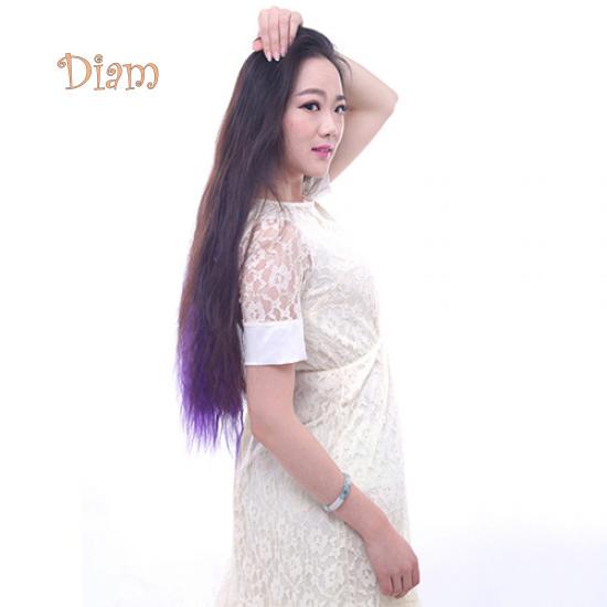 Tenfyer Extension de cheveux à clipser, longs et sexy, dégradés de couleurs, ondulés et bouclés, pour femmes, 60 cm