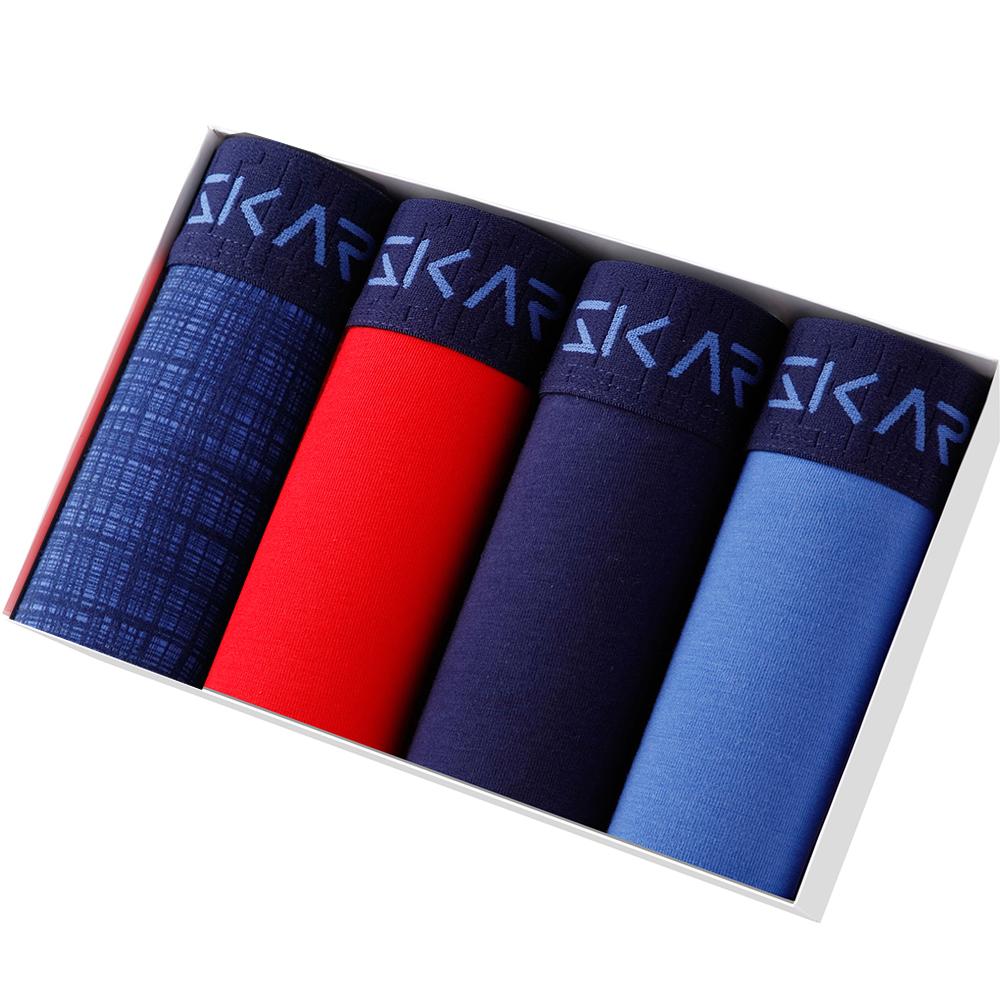 BONITOS 4Pcs Print Men's Underpants Cotton Boxers For Men Comfortable Man Underwear