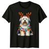Festive Dog Christmas Lights Holidays Unisexs T Shirt Unisexs Tee Graphic Unisex Top