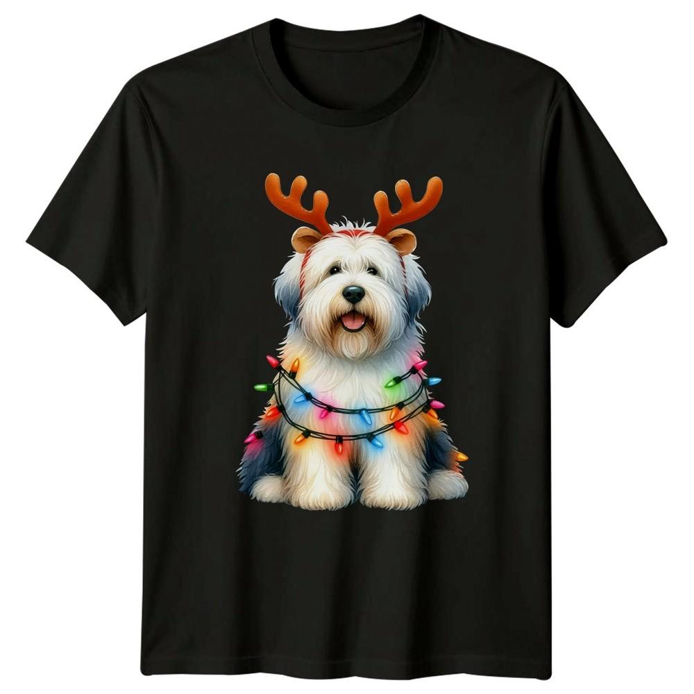 Festive Dog Christmas Lights Holidays Unisexs T Shirt Unisexs Tee Graphic Unisex Top
